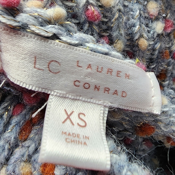 Lauren Conrad Turtleneck Cropped Knit Pom Pom Sweater - Picture 7 of 8